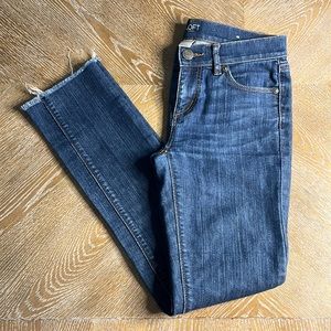 LOFT OUTLET Petite High Rise Full Length Straight Jeans in Vintage Dark